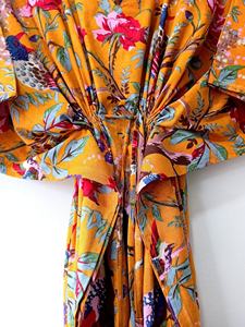 Robe maxi kaftan pour femmes de qualité supérieure, élégante, en coton léger avec motif floral imprimé, idéale pour la plage et les vacances, également pour les filles - Product Image 2