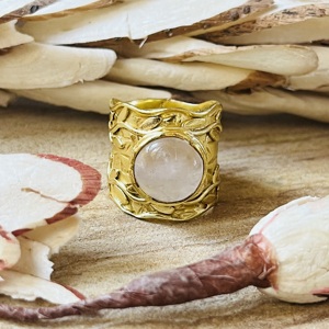 High Demand Silver Eye Boho Moonstone <b>Ring</b> <b>Chunky</b> Brass Jewelry Women 18k Gold Plated Floral Style Band Statement Ethnic <b>Ring</b> - Product Image 1
