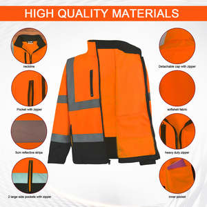 High Quality ANSI Class 2 Reflective Waterproof Winter <b>Worker</b> Safety <b>Jacket</b> with Custom Logo OEM Brand Wholesale - Product Image 4