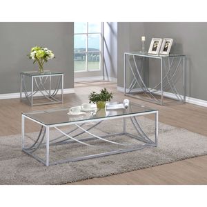 Tavolino da Salotto Brianne con Piano in Vetro Quadrato Cromato - Product Image 4