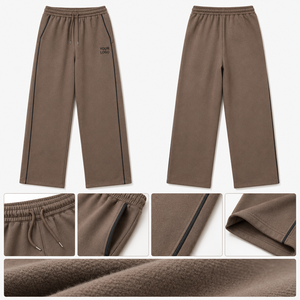 Pantalon de détente ample à entrejambe bas pour homme en molleton bouclette avec cordon de serrage, broderie personnalisée, hiver, respirant, coton écologique - Product Image 4