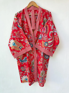 Bata Kimono de Algodón Suave con Estampado de Dibujos Animados para Mujer, Camisón de Verano Hecho a Mano ODM con Cuello en V y Cintura Elástica de Longitud Completa - Product Image 5