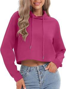 Sudadera con capucha para mujer, estilo crop top, ajustada, con cordón, para otoño y primavera - Product Image 2