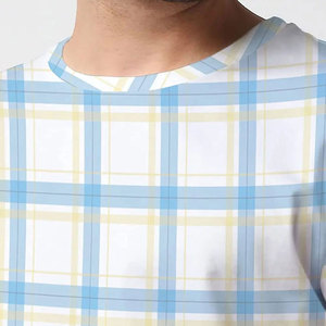 Men's Plaid Short Sleeve Shirt <b>Set</b> Casual Summer Wear White Blue Yellow Checkered Pattern Comfortable Breathable Fabric - Product Image 5