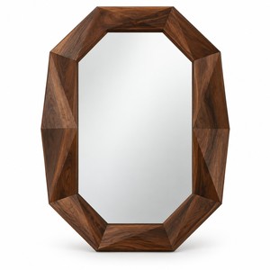 Espejo de Pared Geométrico de Madera de Acacia Hecho a Mano, Venta al por Mayor |   Moradabad - Product Image 1