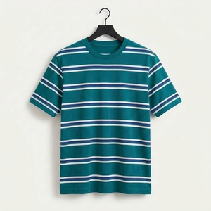 Camiseta Moderna con Rayas Horizontales, Cuello Redondo, Manga Corta, Corte Holgado y Cómodo, Suave, Transpirable, Ligera, Unisex, para Uso Diario - Product Image 5