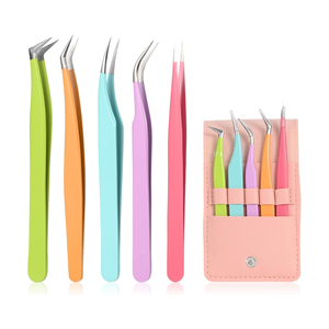 Pince à épiler pour extensions de cils en acier inoxydable multicolores écologiques de qualité supérieure, pointe fine pour cils classiques et volume - Product Image 1