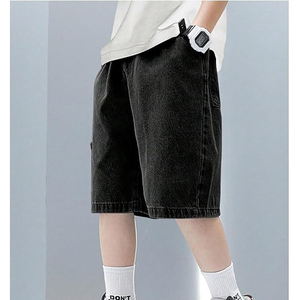 Shorts en jean délavé pour hommes et femmes, style streetwear, coupe ample, vintage, 100% coton, impression personnalisée, OEM - Product Image 3