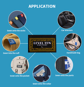 Accessoire de vêtement à pli d'extrémité d'étiquette de vêtement tissé par transfert de chaleur à motif rectangulaire avec taille de drapeau de bord découpé au laser pour étiquette <span class=keywords><strong>CK</strong></span> <span class=keywords><strong>Jeans</strong></span> - Product Image 5