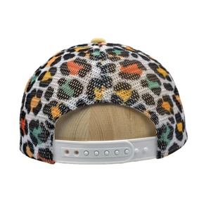 Premium Embroidered Bulk High Quality 5 Panel <b>Leopard</b> <b>Printed</b> Mesh Adjustable All-Season Outdoor Beach Casual Custom Trucker - Product Image 4
