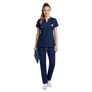 Ensemble de blouses médicales unisexes à manches courtes, col en V, pantalon cargo, uniforme d'infirmière, vêtements de travail pour hôpital, soins de santé, médecin, taille XXS, en spandex - Product Image 3