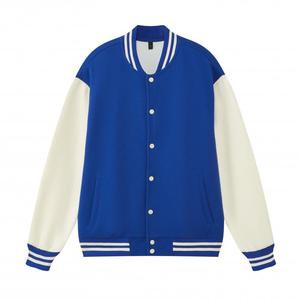 Unisex Formal Style Varsity <b>Jacket</b> for Navy <b>Camouflage</b> Fleece Material Regular Fit Winter Wear Turn-down Collar Button Closure - Product Image 3