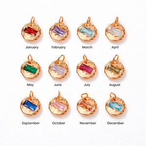 Colgante de Aguamarina, Piedra de Nacimiento de Marzo, Chapado en Oro, con Forma de Moneda Redonda y Gema Rectangular Facetada - Product Image 3