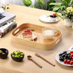 Plateau de service rectangulaire en bois artisanal Lavie Creations avec poignée, design floral/fruit Art Déco, luxe moderne, nouvelle arrivée - Product Image 4