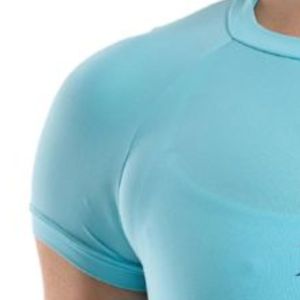 Camiseta Deportiva Ajustada de Manga Corta para Mujer, Color Azul Cielo, para Gimnasio, Fitness, Yoga, Entrenamiento, Ropa Deportiva Transpirable de Alto Rendimiento - Product Image 5