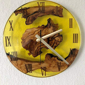 Standard Quality Round <b>Wall</b> <b>Clock</b> Green Resin Non Ticking <b>Clock</b> for Living Room Kitchen <b>Bedroom</b> Office Decorative - Product Image 5
