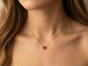 <b>Garnet</b> Necklace 925 Sterling Silver 14K Rose Gold Plated January Birthstone Anniversary Bridesmaid Gift - Product Image 5