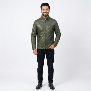 Customized High Quality PU Leather Men Spring, Autumn, Solid Stand Collar Fashionable Men <b>Jacket</b> <b>Winter</b> <b>jacket</b> for men - Product Image 1