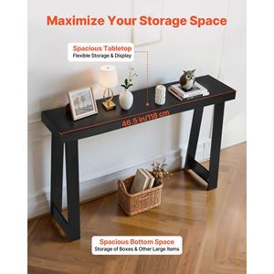 Consolle Moderna da 46 Pollici in Legno, Rettangolare, Stretta e Lunga, Tavolo d'Appoggio per Divano, Classica per Ingresso, Corridoio, Scrivania - Product Image 4