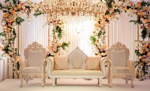 El mejor juego de sofás de boda de Bollywood, bodas indias, juegos de sofás dorados Maharaja, estilo francés, muebles de boda de lujo personalizados, EE. UU. - Product Image 2