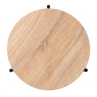 Table basse ronde KD en gros, 2 niveaux, avec structure métallique et plateau en MDF, table d'appoint avec étagère de rangement pour salon, chambre et maison