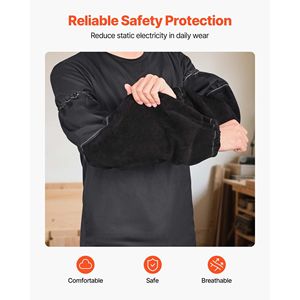 Maniche Protettive per Saldatura Resistenti alle Fiamme, in Pelle Bovina e Cotone FR, Protezione per Braccia da Uomo - Product Image 4