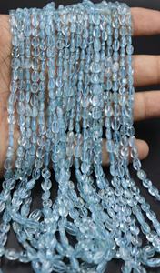 Cuentas Ovaladas Lisas de Aguamarina Azul Natural Excelente, 3x6 mm, 18 Pulgadas, Cuentas Ovaladas de Aguamarina Lechosa - Product Image 6