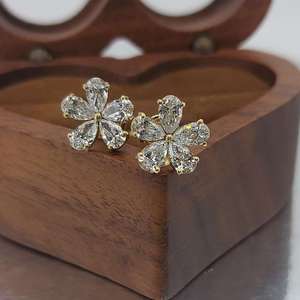 14K Yellow Gold IGI Certified Lab Grown CVD Pear Cut Diamond <b>Earrings</b> VS1 F Color 3GM <b>Fine</b> Jewelry for Women Luxury OEM - Product Image 1