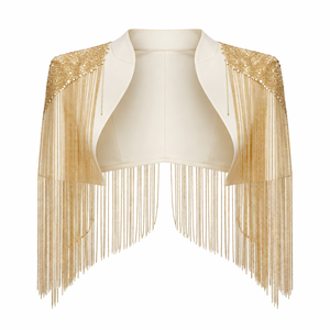 Bolero de Flecos Dorados Personalizado al por Mayor para Bodas - Proveedor y Fabricante OEM para Pedidos al por Mayor - Product Image 1