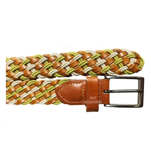 Cinturón trenzado de cuero auténtico superventas para hombre, colores personalizados con hebilla al por mayor - Product Image 2