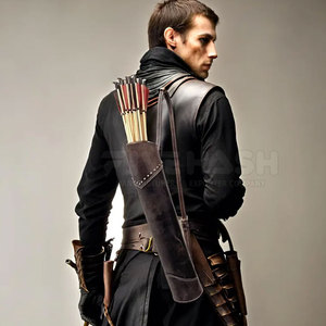 Sacoche de tir à l'arc en cuir de qualité supérieure, faite à la main, durable, avec support dorsal, sangle réglable, confortable pour la chasse et l'entraînement en extérieur - Product Image 6