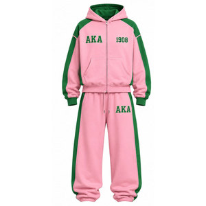 GOLETIC ENTERPRISES <b>Men's</b> <b>Pink</b> Green Windproof Quick Dry Tracksuit Set Full Sleeve Zipper Casual Matching Outfit Letter Design - Product Image 5