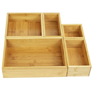 Natural Bamboo Stacked Compartment Organizer - Wholesale Office <b>Storage</b> <b>Boxes</b> - Product Image 4