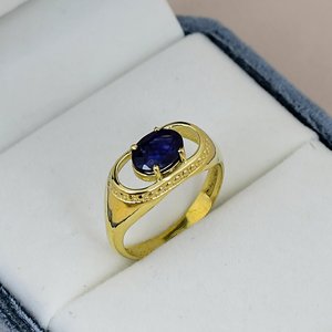 Iolite Engagement <b>Ring</b> Solid 925 Sterling <b>Silver</b> Oval Gemstone Vintage <b>Ring</b> For Women Gold Plated Geometric <b>Band</b> Everyday Wear - Product Image 2