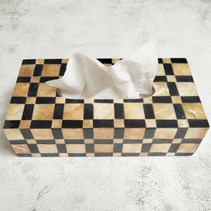 Boîtes à mouchoirs personnalisées, faites à la main, écologiques, en os recyclé, avec incrustations et revêtement mat, pour la décoration intérieure et la revente en magasins. - Product Image 5