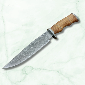 Couteau de chasse à lame fixe LEGACY BLADES OEM en acier Damas, pointe tombante, manche ergonomique en bois, Bushcraft, garantie usine de 3 ans - Product Image 2