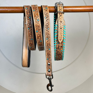 Assez haute qualité OEM luxe accessoires pour animaux de compagnie réglable personnalisé personnalisé usiné à la main en cuir véritable chien collier et laisse ensemble - Product Image 6