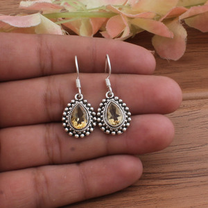 Natural <b>Citrine</b> Drop <b>Earrings</b> 925 Sterling Silver Women's Genuine Gemstone Jewelry Luxury Party December Birthstone - Product Image 1