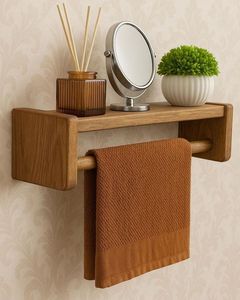Accesorios minimalistas para baño de madera de roble natural, juego de tres piezas, dispensador de jabón rectangular, fácil de limpiar, decoración de baño de madera - Product Image 5