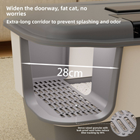 Bac à litière pour chat extra-large entièrement fermé avec une capacité de 120 L, anti-odeur, désodorisant, en polypropylène, design anti-éclaboussures