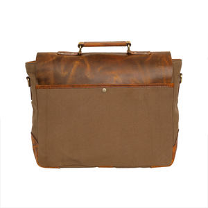 Bolso para Portátil de Lona y Cuero Genuino Duradero al por Mayor - Maletín de Negocios/Bolso Bandolera Estilo Mensajero Personalizable - Product Image 1