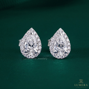 Modern Pear Shape Lab Created Diamond Halo <b>Earrings</b> Luxury Cluster Pure Shine Studs for Premium Anniversary Celebration Gift - Product Image 1