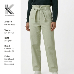 Pantalones Chinos Elásticos para Mujer, Algodón y Spandex, 295GSM, Cintura Alta, Estilo Casual Elegante, Fabricante OEM ODM - Product Image 1