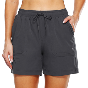 Pantalones Cortos Deportivos para Mujer, Color Gris Oscuro, de Secado Rápido, con Cordón y Bolsillos, Corte Deportivo, Cintura Media, Estilo Regular, Última Moda - Product Image 1