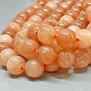 ลูกปัดหินซันสโตนธรรมชาติขนาด 6 มม. เกรด AA ผิวเรียบ 15 นิ้ว/เส้น สีพีช/ส้มอ่อน ชาคราลูม สำหรับทำเครื่องประดับ ขายส่ง - Product Image 1