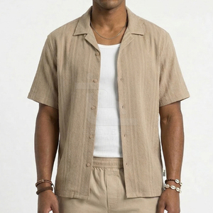 Camisa Casual de Algodón Popelín a Rayas sin Mangas para Hombre, Corte Holgado, Cuello Camisero, Botones Cubiertos, Transpirable, para Verano - Product Image 3