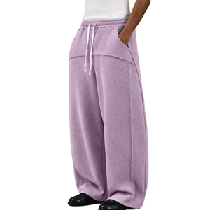 Pantalon de survêtement large pour homme, taille élastique avec cordon de serrage, poches latérales, décontracté, gris, en coton respirant, séchage rapide, épais, pour l'hiver - Product Image 3
