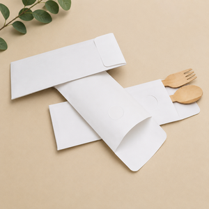 EcoRev Custom Luxury Kraft <b>Paper</b> <b>Biodegradable</b> Cutlery Bags Eco-Friendly Twisted Handles Self-Adhesive Seal Bottom Gusset Offset - Product Image 1