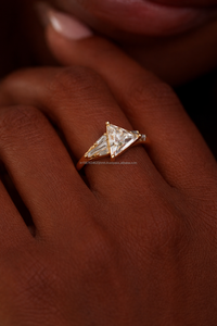 แหวนแต่งงาน/หมั้นเพชรเลี้ยงในห้องปฏิบัติการ IGI/GIA วินเทจ ทองคำ 14k สีเหลือง สำหรับทั้งชายและหญิง ทองคำแท้คุณภาพสูง เหมาะสำหรับงานฉลองครบรอบ - Product Image 4