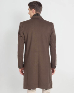 <b>Men's</b> <b>Long</b> Wool Overcoat Notched Lapel Single Breasted Brown Regular Fit Outerwear Solid color <b>men's</b> <b>coat</b> - Product Image 3